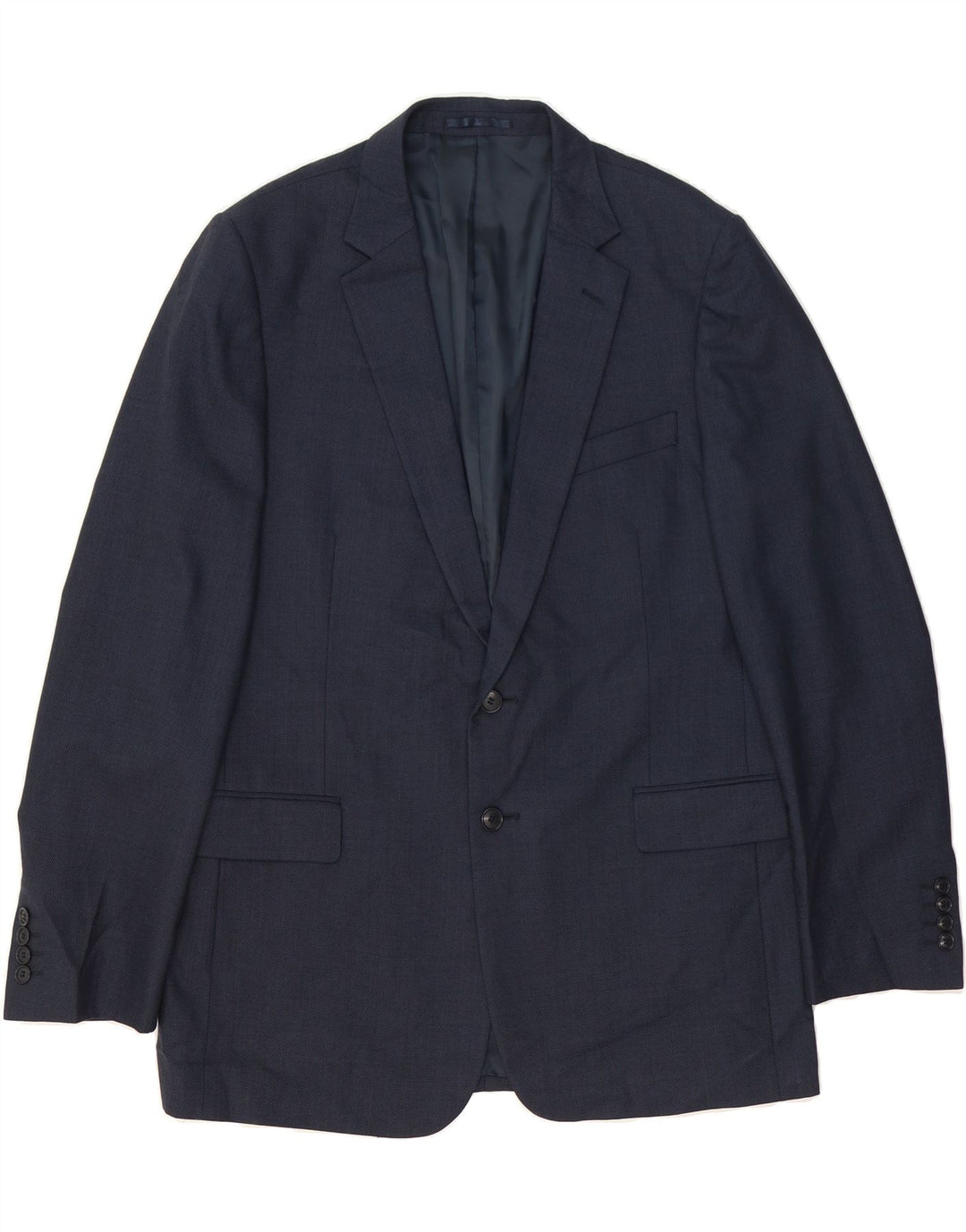 JAEGER Mens 2 Button Blazer Jacket UK 44 2XL Navy Blue Wool Vintage Jaeger and Second-Hand Jaeger from Messina Hembry 