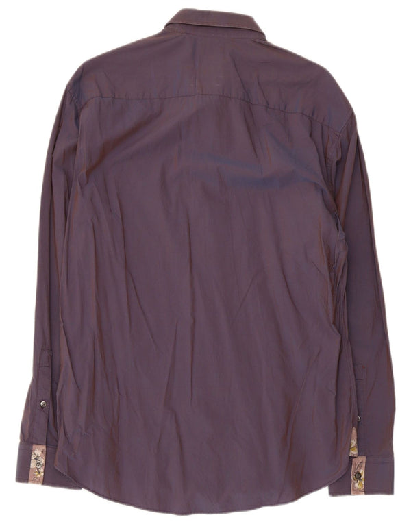 Kenzo Mens Slim Fit Shirt Size 42 16 1/2 Large Purple Cotton