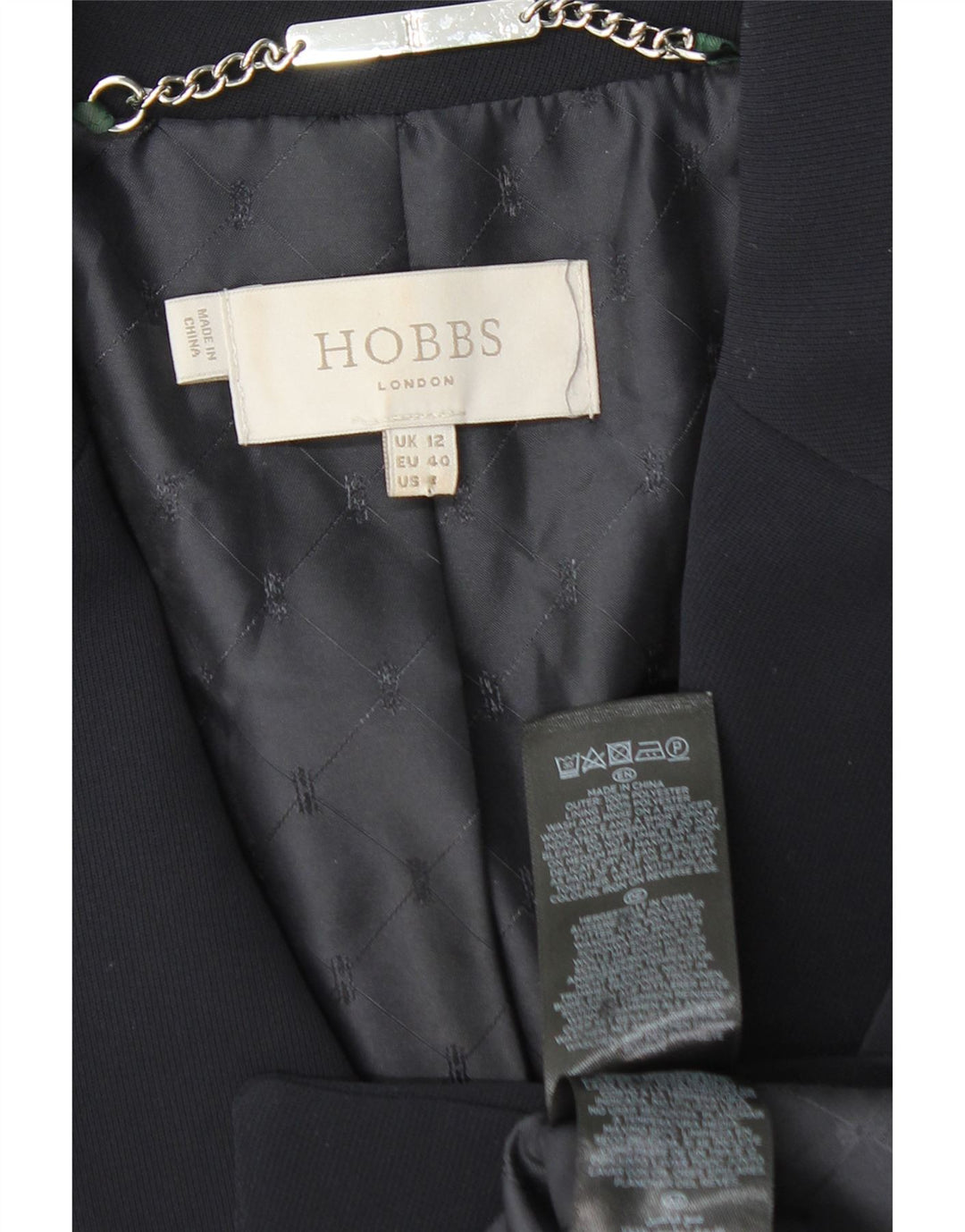 HOBBS Γυναικείο σακάκι 2 κουμπιών UK 12 Medium Navy Blue Polyester