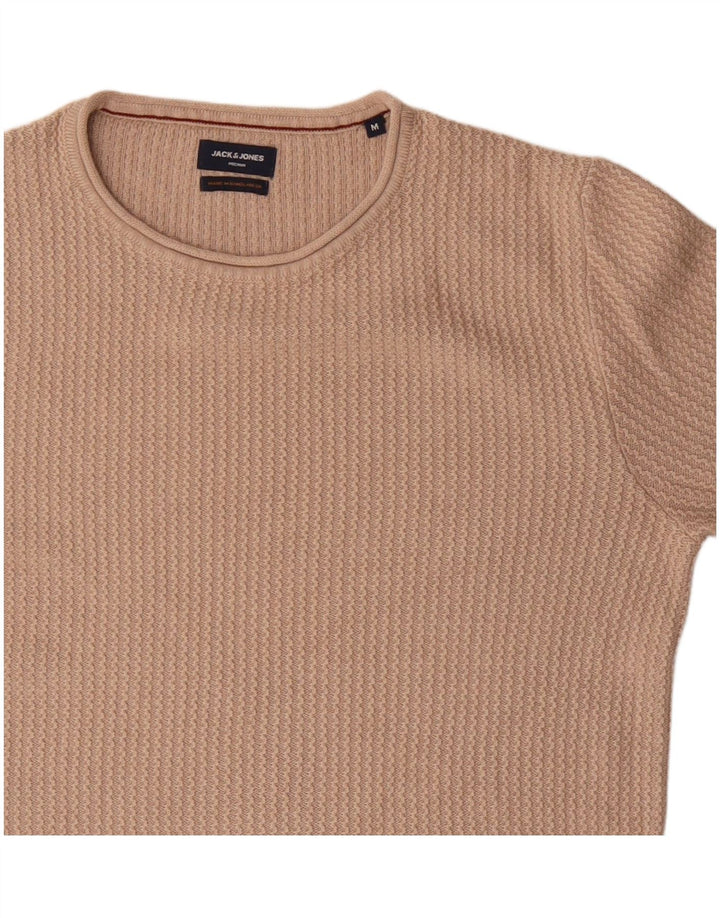 Jack & Jones Ανδρικό πουλόβερ με λαιμόκοψη, μεσαίο μπεζ βαμβακερό