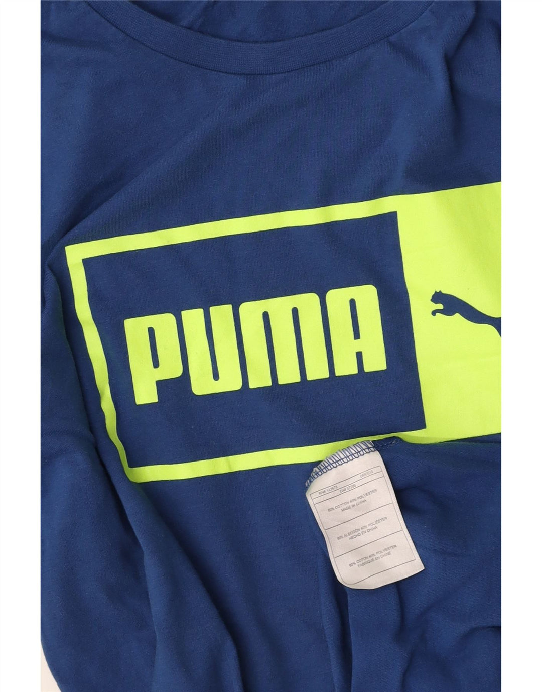 Ανδρικό γραφικό τοπ PUMA, μακρυμάνικο, μικρό μπλε βαμβακερό