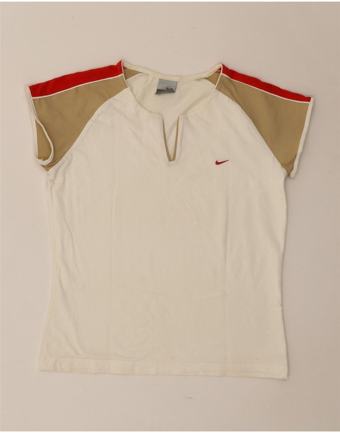 Γυναικείο T-Shirt Nike Top UK 16/18 XL Off White Colourblock