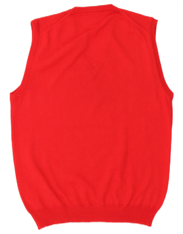 MAGLIERIE Mens Vest Tank Top Medium Red Virgin Wool