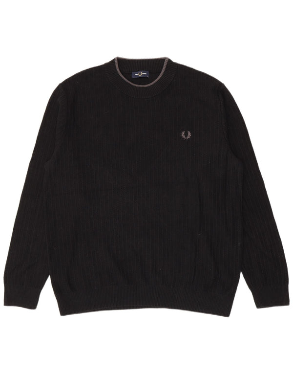 Ανδρικό πουλόβερ Fred Perry Crew Neck Jumper XL Μαύρο βαμβακερό