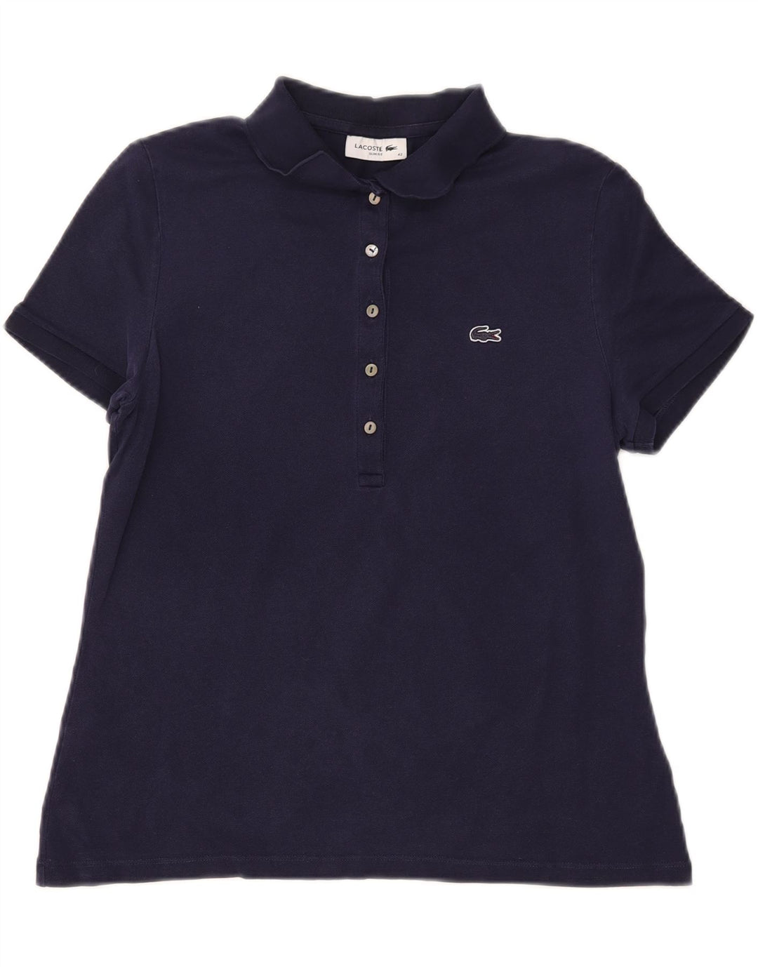 Γυναικείο μπλουζάκι πόλο LACOSTE Slim Fit Μέγεθος 42 Μεγάλο μπλε βαμβακερό