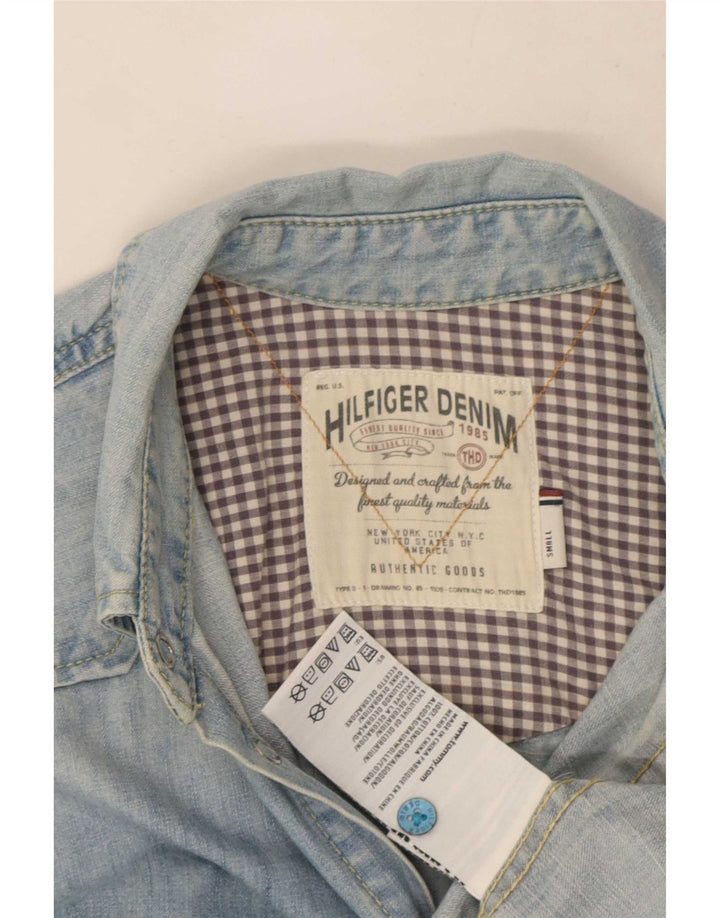 Ανδρικό τζιν πουκάμισο Tommy Hilfiger, μικρό μπλε βαμβακερό