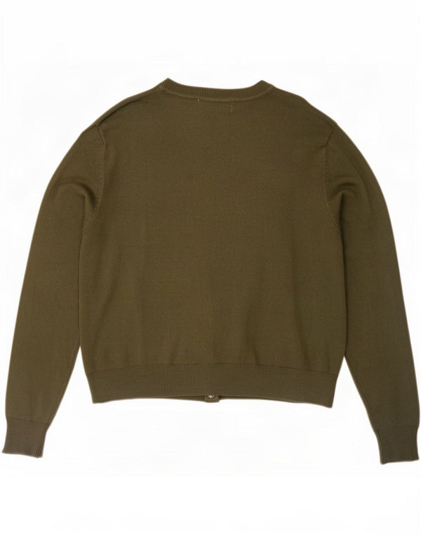 Marks & Spencer Γυναικείο πουλόβερ Crop Cardigan UK 12 Medium Khaki Viscose