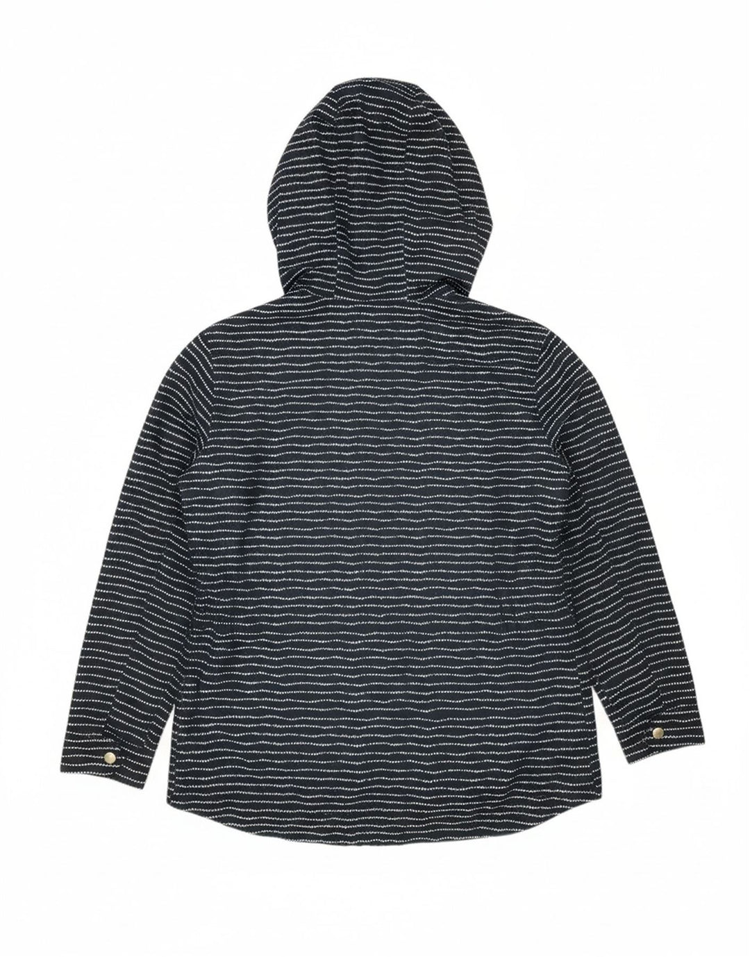 PACO Womens Hooded Rain Jacket UK 14 Large Navy Blue Striped Polyester