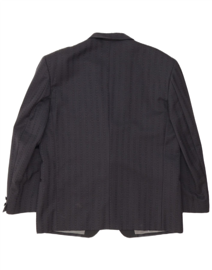 Vintage Ανδρικό σακάκι 1 κουμπιού σακάκι IT 54 2XL Μπλε Navy ριγέ παρθένο μαλλί