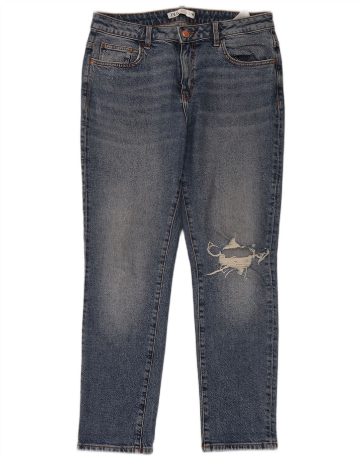 Zara Γυναικεία Distressed Slim Jeans EU 40 Medium W30 L28 Blue Cotton