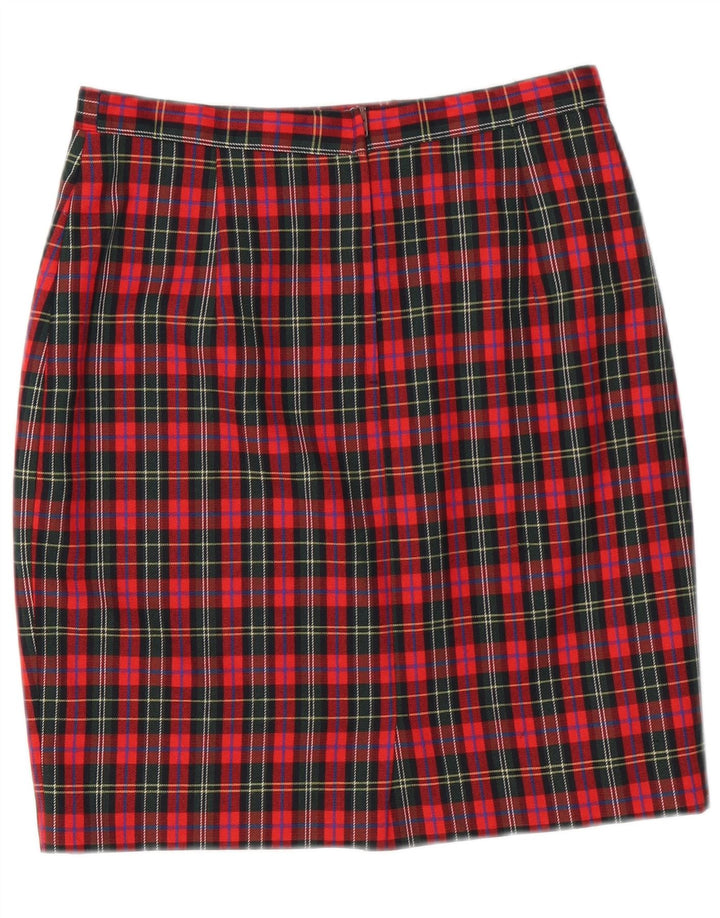 Vintage Γυναικεία Pencil Φούστα IT 44 Medium W28 Red Check Virgin Wool