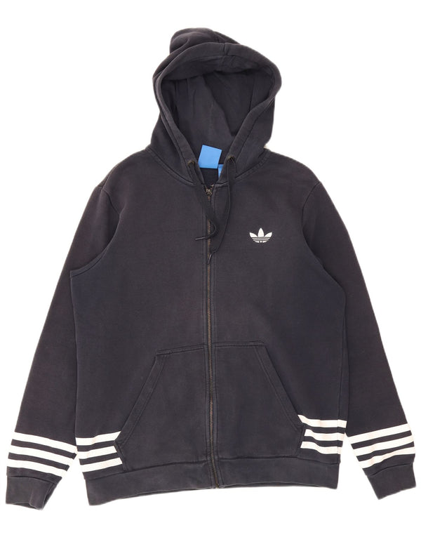 Ανδρικό πουλόβερ με κουκούλα με φερμουάρ Adidas μεγάλο μπλε βαμβακερό