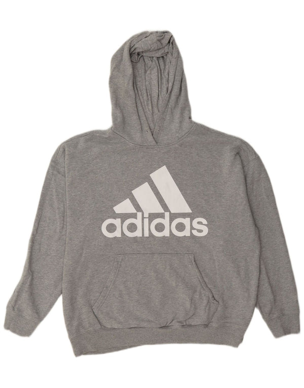 Adidas Γυναικεία γραφικά υπερμεγέθη Hoodie Jumper UK 12/14 Μεσαία γκρι φλύκταινα