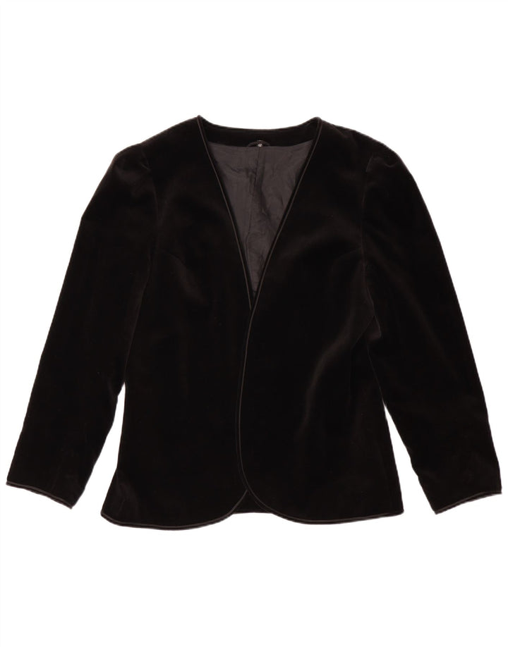 Your Sixth Sense Womens Open Velvet Blazer Jacket EU 42 Large Black