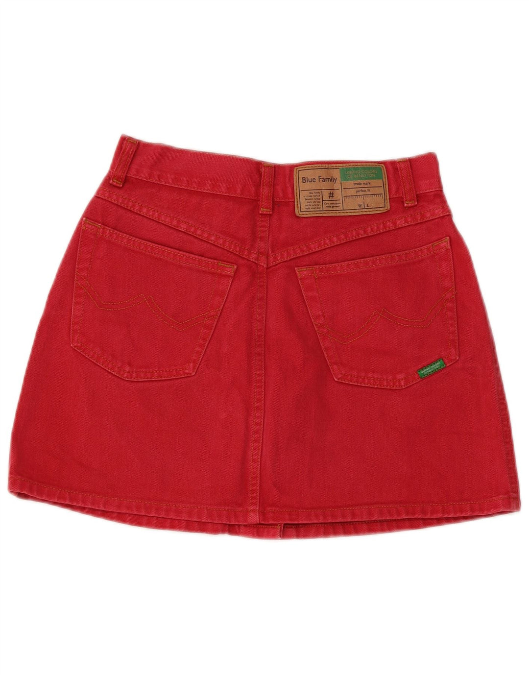 Benetton Γυναικεία Μίνι Τζιν Φούστα IT 44 Medium W26 Κόκκινη Βαμβακερή