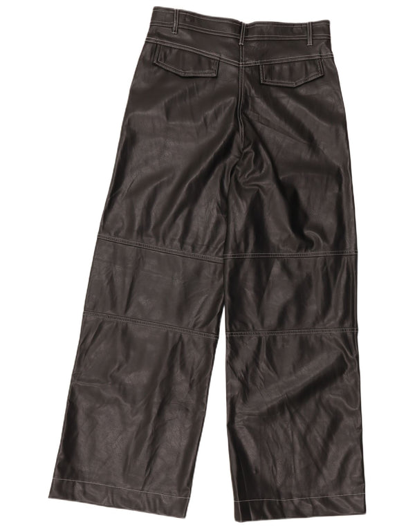 Γυναικείο φαρδύ δερμάτινο παντελόνι Zara Medium W30 L31 Μαύρο