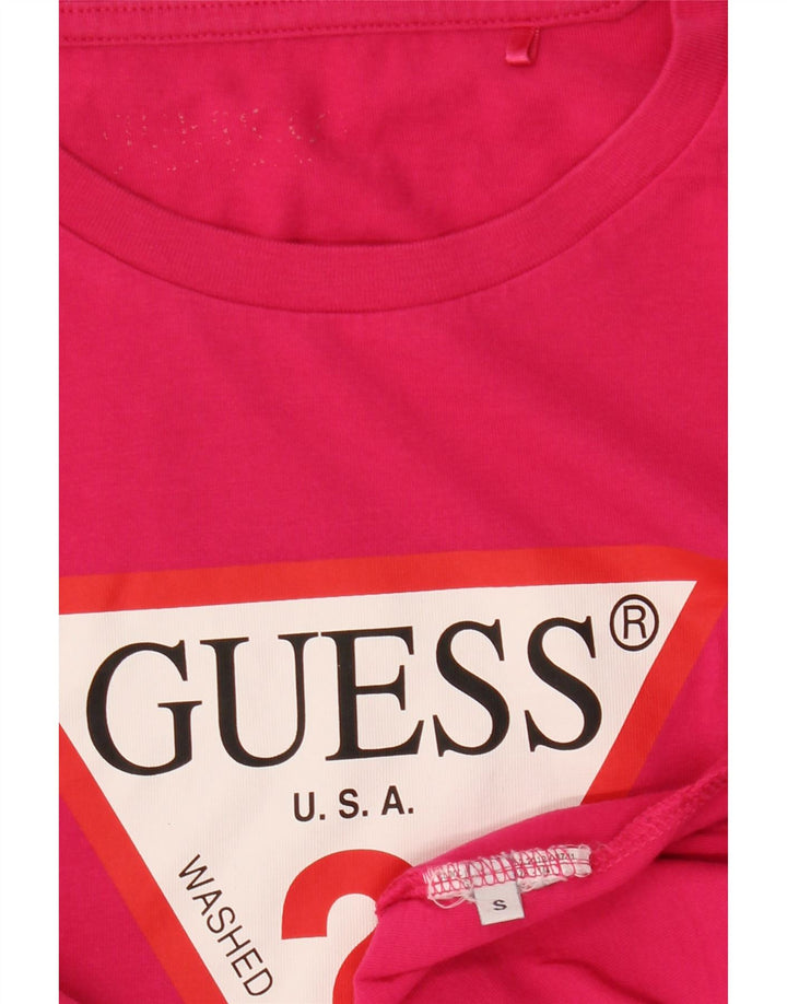 GUESS Γυναικείο γραφικό T-Shirt Top UK 10 Small Pink