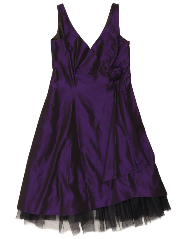 Debut Womens Sleeveless A-Line Dress UK 12 Medium Purple Acetate