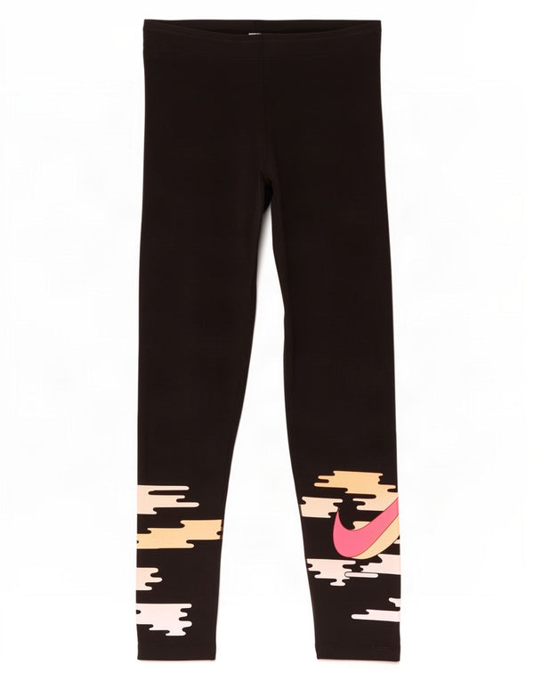 Nike Womens Dri Fit Graphic Leggings UK 12 Medium Black Cotton