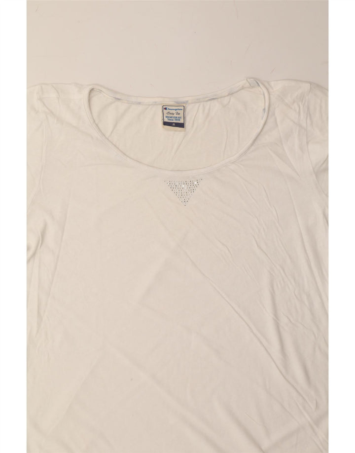 CHAMPION Womens Easy Fit T-Shirt Top UK 12 Medium White Vintage Champion and Second-Hand Champion from Messina Hembry 
