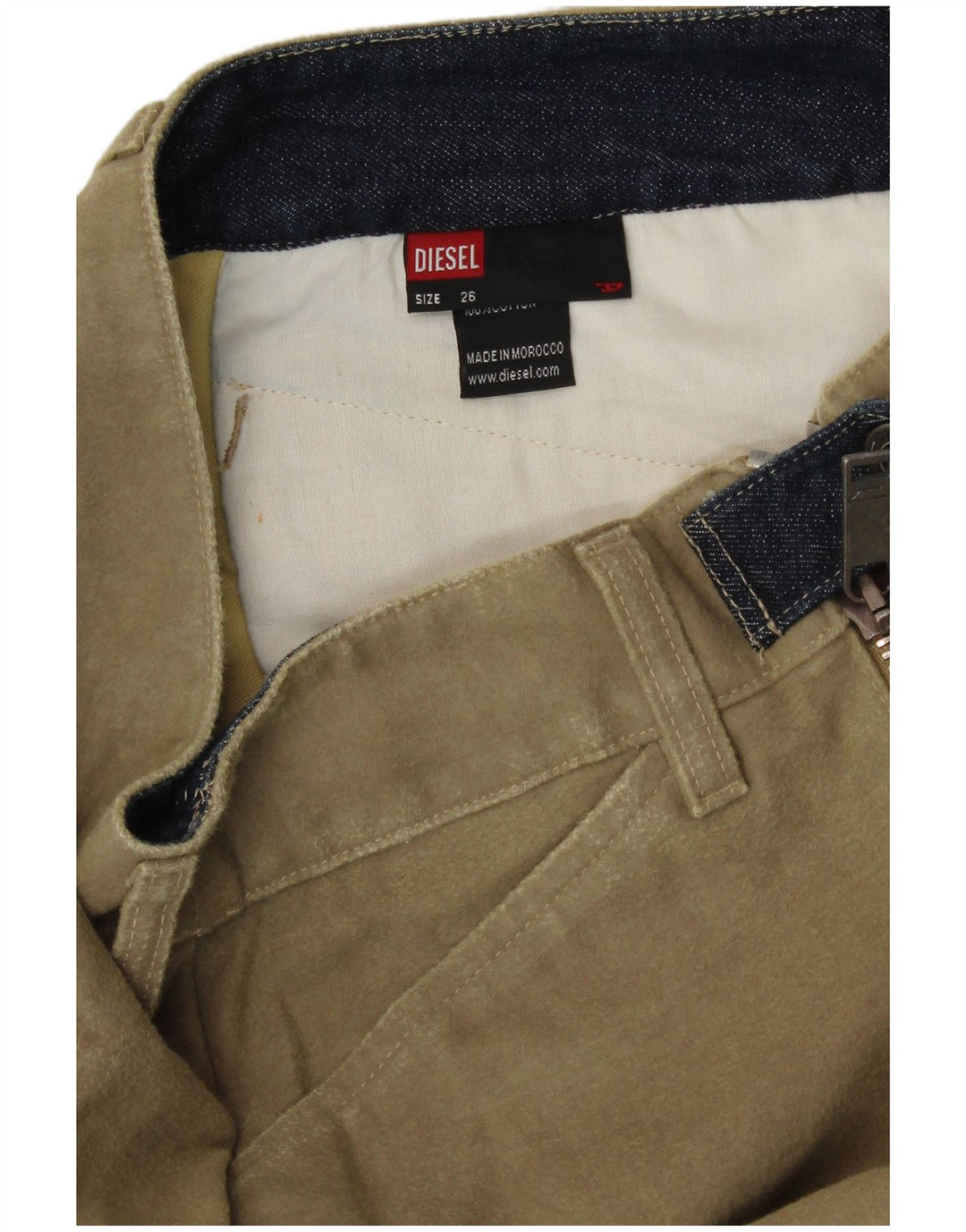 Diesel Γυναικεία Pencil Φούστα W26 Μικρή Χακί Βαμβακερή