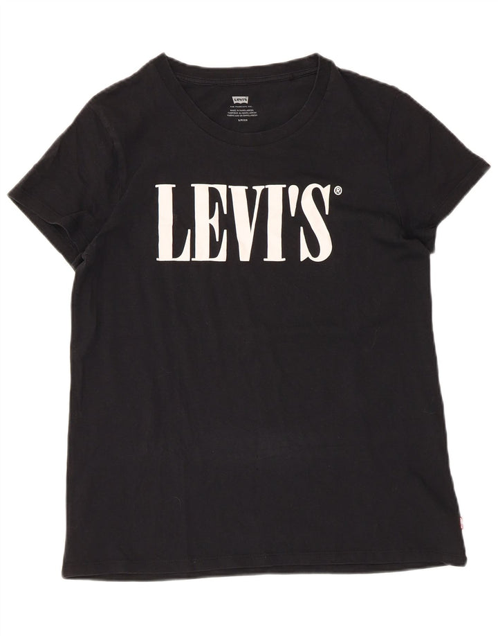 Γυναικείο γραφικό T-Shirt Levi's Top UK 10 Small Black