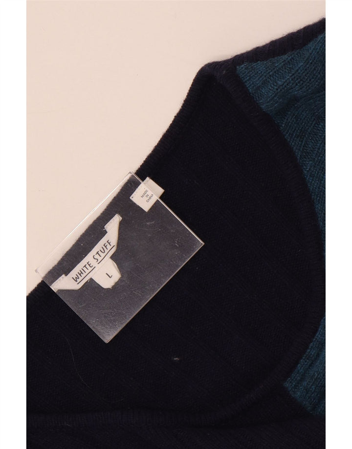 White Stuff Γυναικείο Poncho Jumper UK 16 Large Navy Blue Colourblock