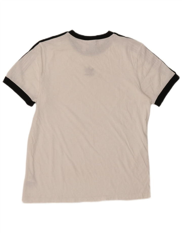Adidas Γυναικείο T-Shirt Top UK 12 Μεσαίο λευκό βαμβακερό