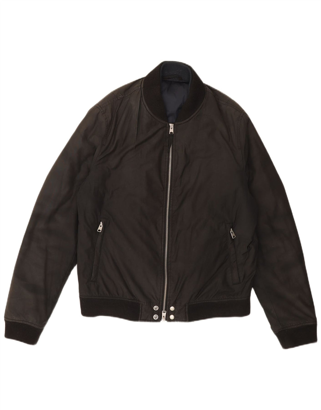 VINTAGE Mens Bomber Padded Jacket UK 40 Large Black Polyester