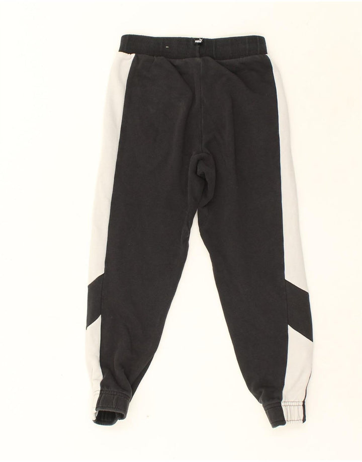PUMA Boys Tracksuit Trousers Joggers 7-8 Years Black Colourblock Cotton | Vintage Puma | Thrift | Second-Hand Puma | Used Clothing | Messina Hembry 