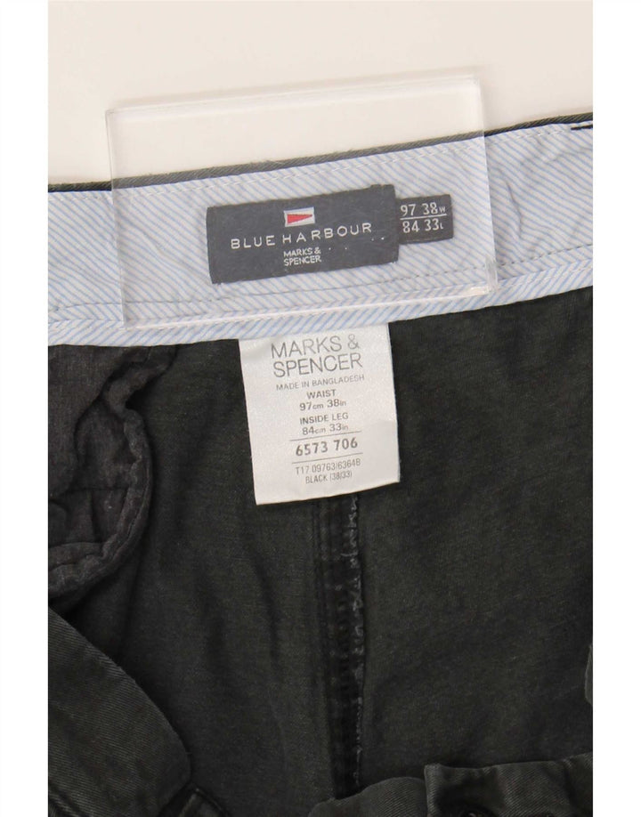 Marks & Spencer Ανδρικό Παντελόνι Chino Straight Blue Harbour W38 L30 Μαύρο