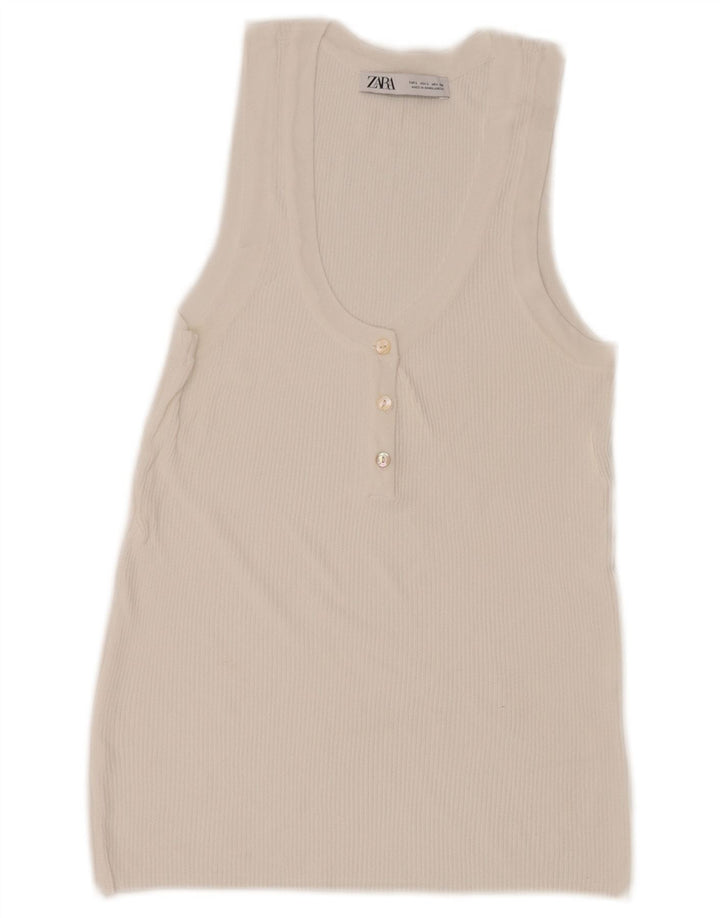 Zara Γυναικεία Αμάνικη Μπλούζα Τοπ UK 14 Large White