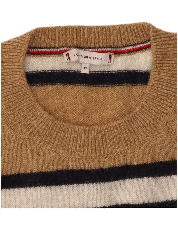 TOMMY HILFIGER Γυναικείο πουλόβερ με λαιμόκοψη UK 12 μεσαίου μπεζ ριγέ