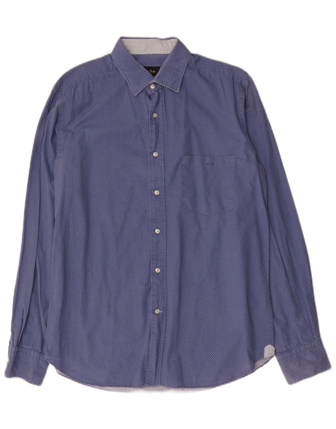 Ανδρικό πουκάμισο Massimo Dutti Slim Fit μεγάλο μπλε βαμβακερό πουά