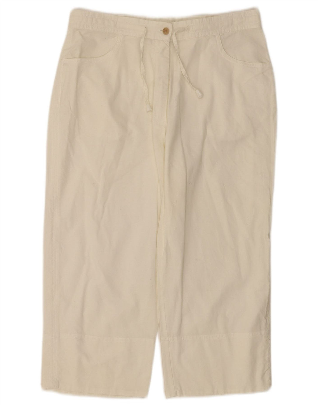 VINTAGE Γυναικείο ίσιο παντελόνι Capri Medium W28 L18 Λευκό βαμβακερό