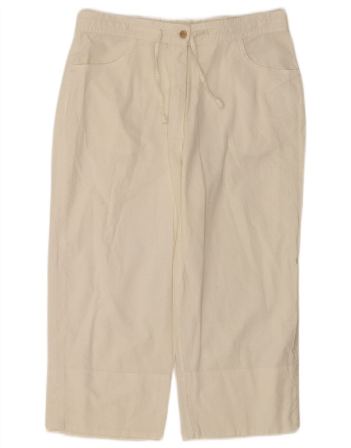 VINTAGE Γυναικείο ίσιο παντελόνι Capri Medium W28 L18 Λευκό βαμβακερό