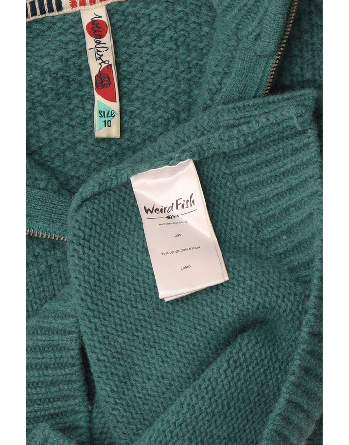 Weird Fish Γυναικείο πουλόβερ με φερμουάρ UK 10 Small Green Wool