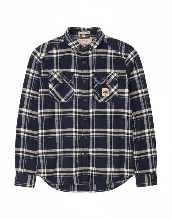 Ανδρικό φανελένιο πουκάμισο Superdry μεγάλο μπλε ναυτικό, βαμβακερό