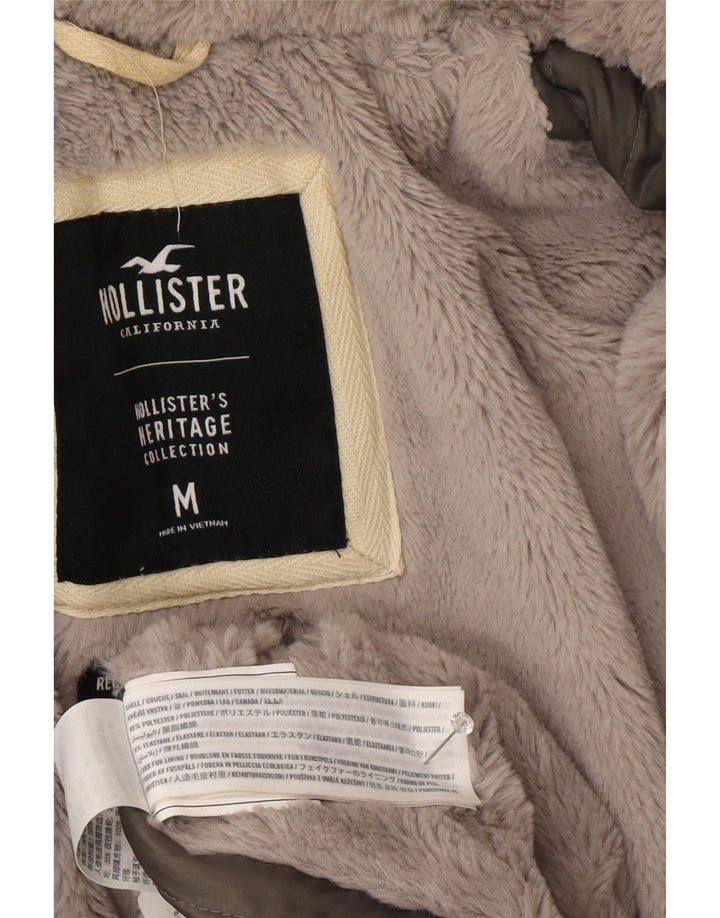 Hollister Γυναικείο μπουφάν Sherpa Parka με κουκούλα UK 14 Medium Grey Polyester
