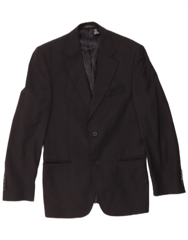Zara Ανδρικό σακάκι μπλέιζερ με 2 κουμπιά EU 46 Small Navy Blue Wool