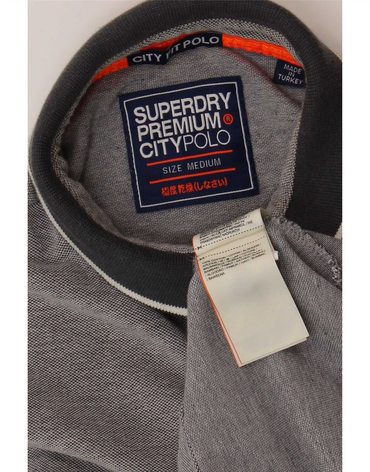 Ανδρικό μπλουζάκι πόλο Superdry, μεσαίο γκρι βαμβακερό
