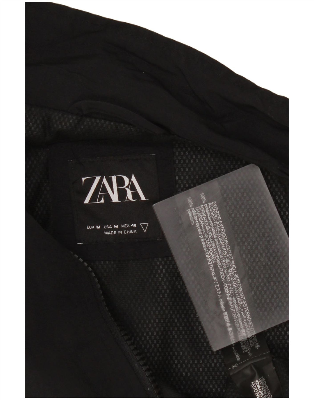 Zara Ανδρικό Bomber Jacket UK 38 Medium Black Polyamide