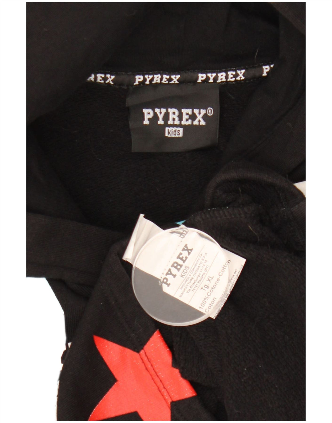 PYREX Girls Crop Graphic Hoodie Jumper 11-12 Years XL Black Geometric