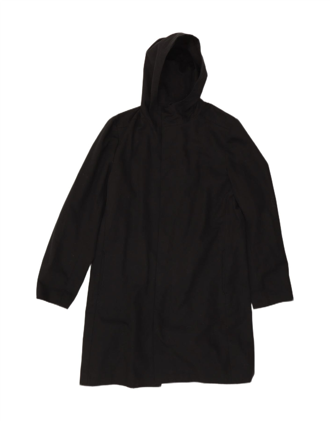 VINTAGE Ανδρικό πανωφόρι με κουκούλα UK 40 Large Black Acetate