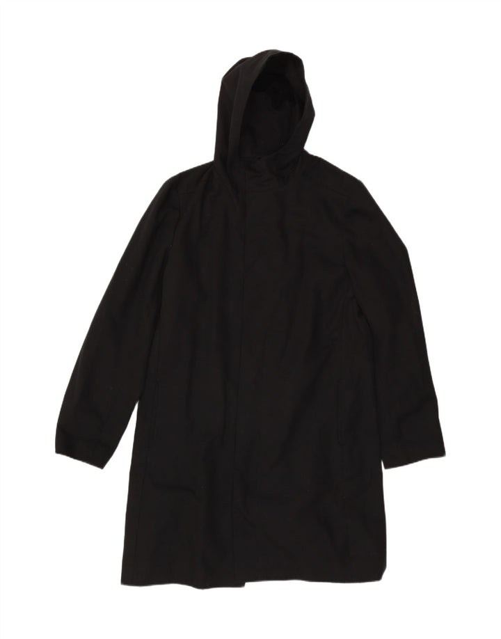 VINTAGE Ανδρικό πανωφόρι με κουκούλα UK 40 Large Black Acetate