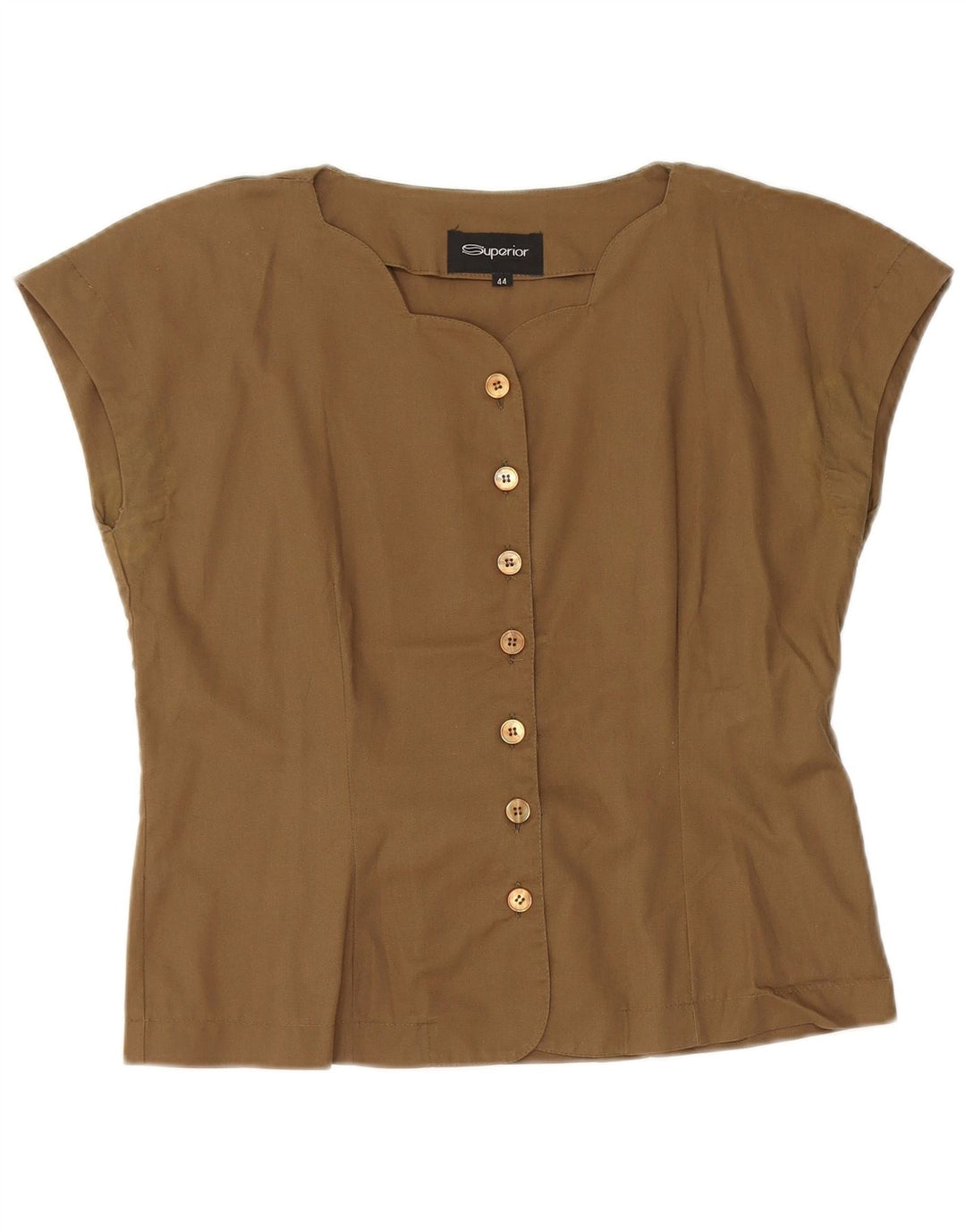 SUPERIOR Γυναικείο Αμάνικο Πουκάμισο Μπλούζα IT 44 Μεσαίο Χακί Βαμβακερό