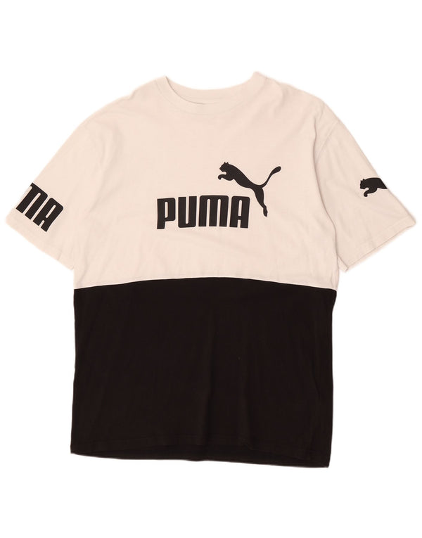 Ανδρικό γραφικό μπλουζάκι Puma Top Medium Black Colorblock Βαμβακερό