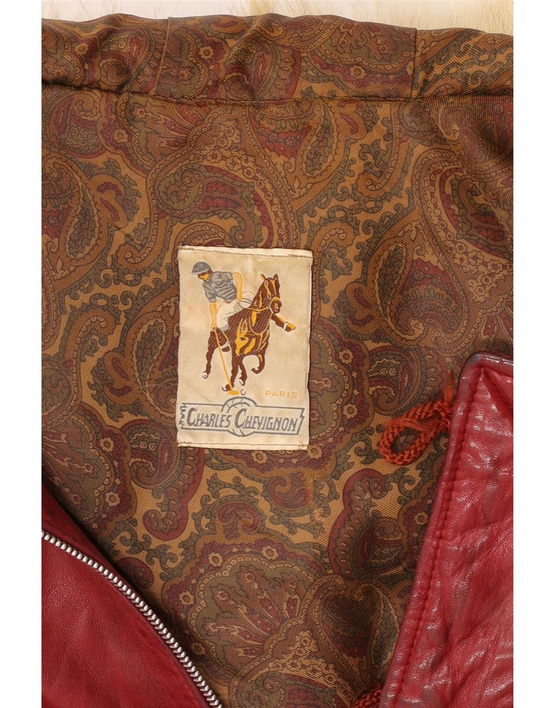 Charles Chevignon Ανδρικό Δερμάτινο Μπουφάν με κουκούλα UK 38 Medium Burgundy