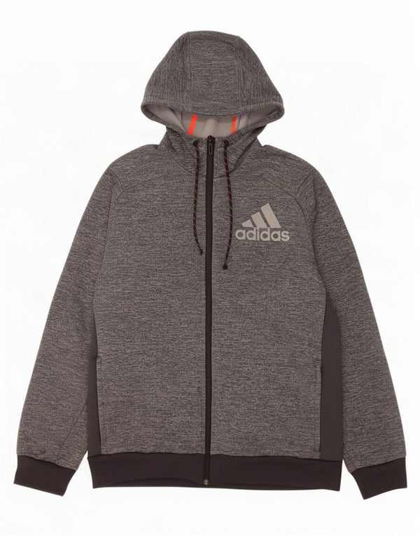 Ανδρικό πουλόβερ Adidas Climawarm με φερμουάρ με κουκούλα με μεγάλο γκρι χρώμα