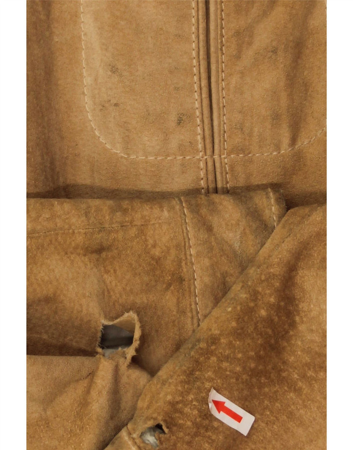 Vintage Ανδρικό Suede Bomber Jacket IT 54 2XL Beige Leather